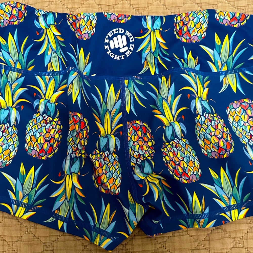 FMFM shorty spandex, colorful pineapple, size small, NO pockets